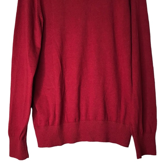 Eddie Bauer Pullover Sweater Red Cotton Cashmere V-Neck Collar Men’s Medium - Picture 10 of 11
